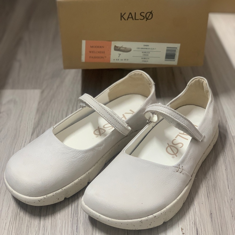 New Kalso Earth Shoes "Dash" Womens White Leather Mary Jane Size 7